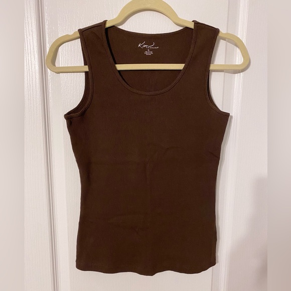 Kim Rogers Tops - Kim Rogers Brown Ribbed Knit Tank Top, Small, EUC